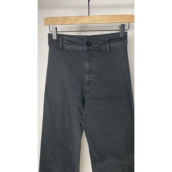 Zara The Marine Straight Jeans Wide Leg High Rise Women's 2 Black Pants Classic - Picture 2 of 5